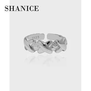 SHANICE Korean ins нишевый дизайн, минималистичный и универсальный, с одной текстурой three X, женское ювелирное изделие из стерлингового серебра S925 пробы с открытым кольцом