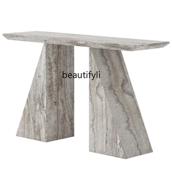 Высококачественная Элегантная входная консоль из роскошного камня в итальянском стиле, Консольные столы из натурального мрамора