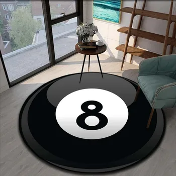 Круглый коврик с принтом бильярдных цифр, пылезащитный и противоскользящий коврик для гостиной, спальни и кухни, коврик с рисунком аниме
