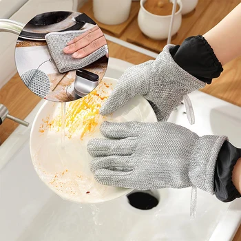 Новые перчатки для удаления ржавчины и уборки, кухонные изоляционные перчатки, стальная проволока, ткань для мытья посуды, водонепроницаемые перчатки для чистки.