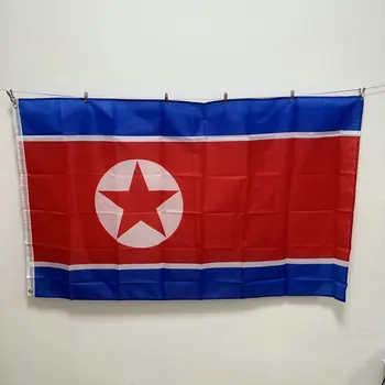 Флаг CCHJ 90x150 см Флаг страны Северная Корея, поднятый в помещении и на улице