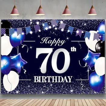 Фон баннера с 70-летием, фон знака, украшения для вечеринки по случаю 70-летия, Принадлежности для Него, мужчины, Синий, фиолетовый